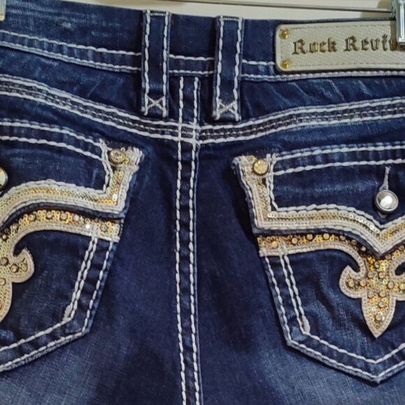 Rock Revival Size 28 "KAI" Easy boot Thick White Stitching Medium Dark Wash - Picture 10 of 11